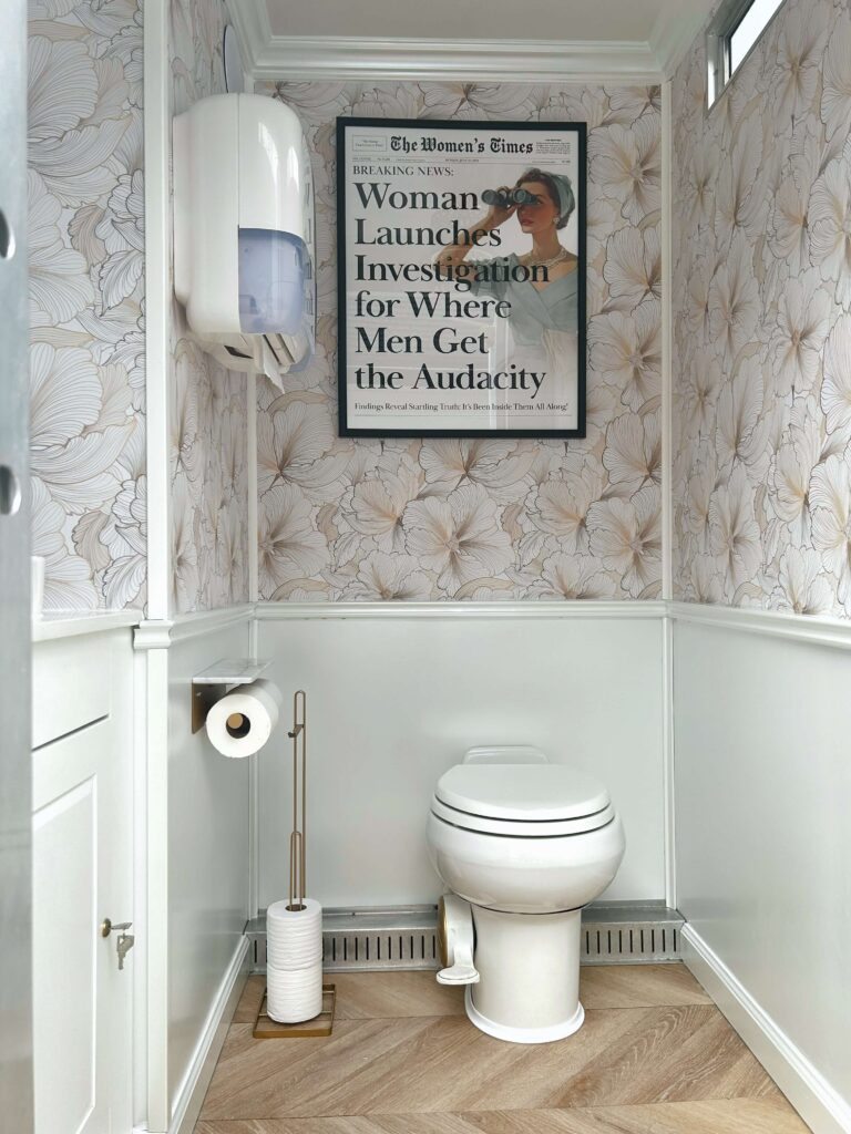 Homepage 11 Private toilet room inside a luxury restroom trailer with decorative interior design